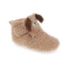 WONDER NATION Baby Boys Size 4 Novelty Puppy Slippers Booties Brown