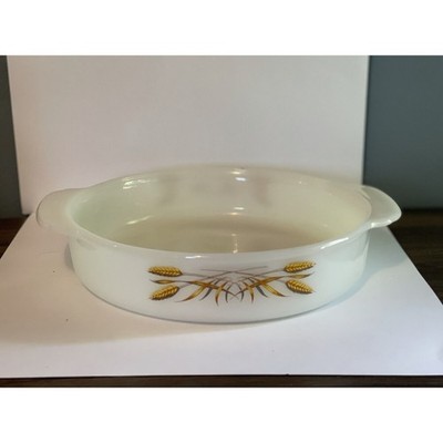 Vintage Fire King #450, ''Wheat Pattern'' 8 Inch Round Cake Casserole Baking Dish