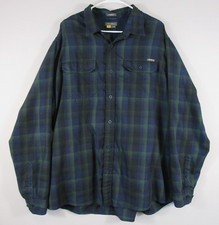Eddie Bauer Mens Button Front Flannel Shirt Long Sleeve Pockets Size 2XL Blue