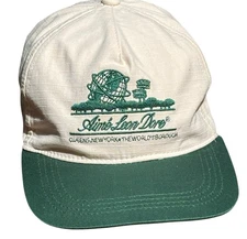 Aime' Leon Dore Snapback Hat Cream Off-White Green Brim Queens NY Worlds Burough