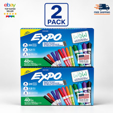 Expo Dry Erase Markers 40 Count Assorted Colors Chisel Fine Ultra Fine 2 Pack