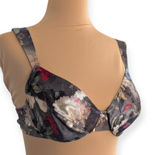Vintage 90s Victoria's Secret Gothic Floral Stretchy Velvet Bra Sz 36B
