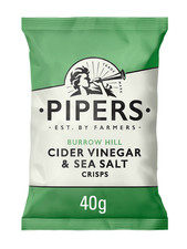 Pipers Crisps Burrow Hill Cider Vinegar & Sea Salt Flavour 24x 40g FREE DELIVERY