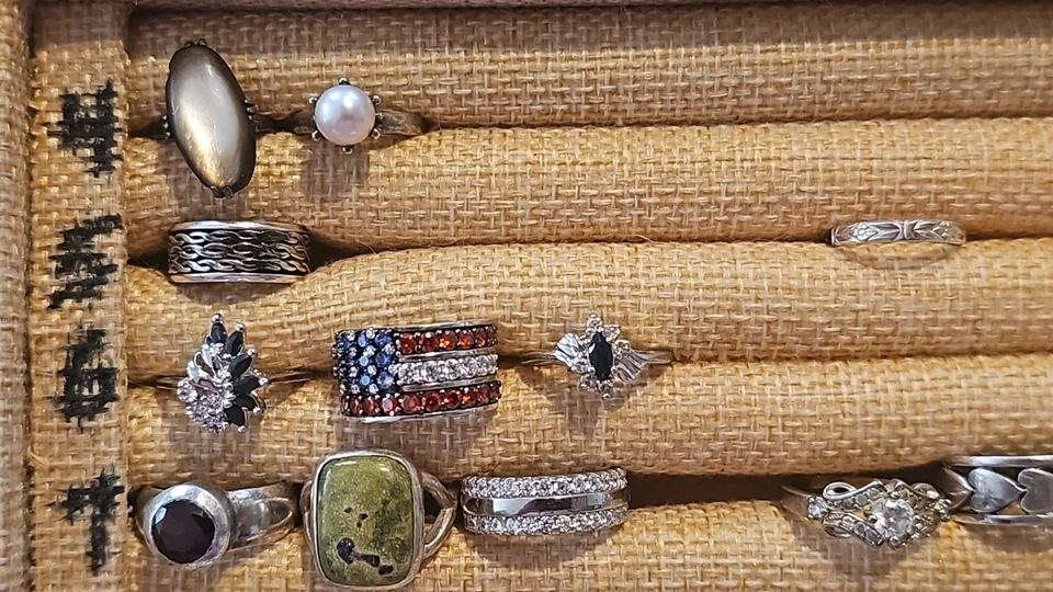 Lote De 20 Anillos De Colección/Ahora Plata De Ley 925 Circonita Gemas Zafiro Estilos Mxd 97g Foto 3 de 4