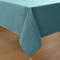 Tischdecke Abwaschbar Leinenoptik Eckig 140 X 140 Cm Wasserabweisend BlaugrüN