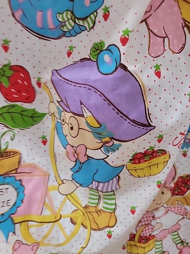 Tende vintage fragole shortcake, fragole rosse, saluto americano anni 80 2 pezzi - Foto 5 di 9