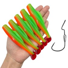5.51 Inches 6pack Pre-Rigged TPR Swimbait Lures Vibrating Action For Bass Trout