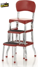 Stylaire Retro Chair + 2-Step Step Stool with Pull-Out Steps 7 Ft. 11In Max R...