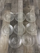 VINTAGE SAINT-GOBAIN DURALEX SET OF 8 DESSERT PLATES Christmas Tree Teddy Bear