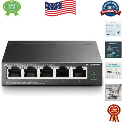 Gigabit 5-Port PoE Switch by TP-LINK - 4 PoE+ Ports for Seamless Data Transfer