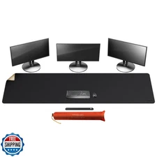 Mydours 79" x 20" Super Large Desk Mat, PU Leather and Cork Desk Pad, Extra L