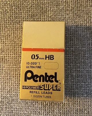 Pentel .5mm HB Hi-Polymer Mechanical Pencil Ultra Fine Refill Leads, 12 Tubes