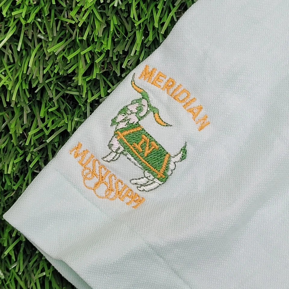 Polo de golf Meridian Country Club vintage años 80 mediano 20x24 Etonic EE. UU. Foto 3 de 4