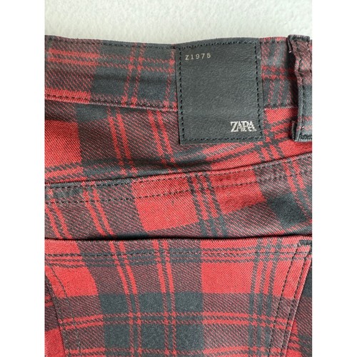 ZARA Damen rot schwarz kariert Mid Rise Skinny Jeans Hose Größe 28 - Bild 6 von 13