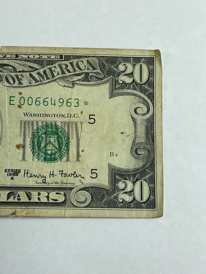 1963 年 A 版 20 美元星票据 沃萨州里士满 — 第 4/4 张图片