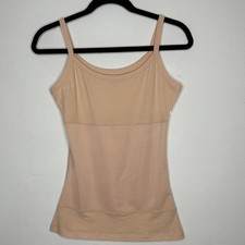 Yummie Tummie Boyfriend Tan Spaghetti Strap 3-Panel Shaping Tank Scoop Top Med