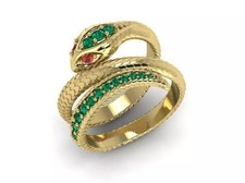 Emerald Gold Snake Ring   Adjustable Serpent Jewelry - Best Valentine Gifts