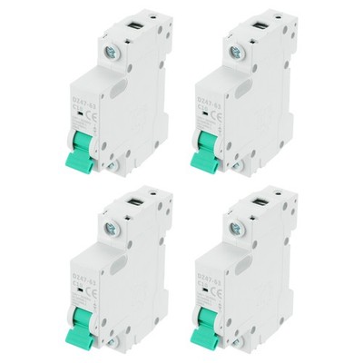 4Pcs Miniature Circuit Breaker 1P 10A AC 110V DZ47-63 DIN Rail Mount Green