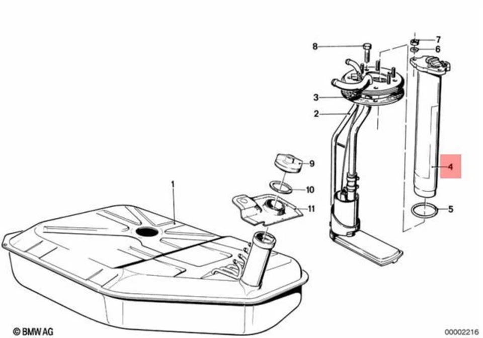 Conjunto de unidad de envío de tanque de combustible de metal genuino BMW E23 sedán OEM 16121153009 Foto 2 de 4