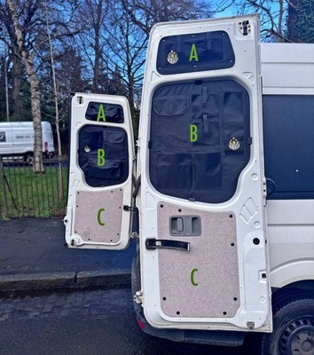 Crafter / Sprinter Scheunentor Aufbewahrung Organizer Wohnmobil 06-16 Taschen A&B