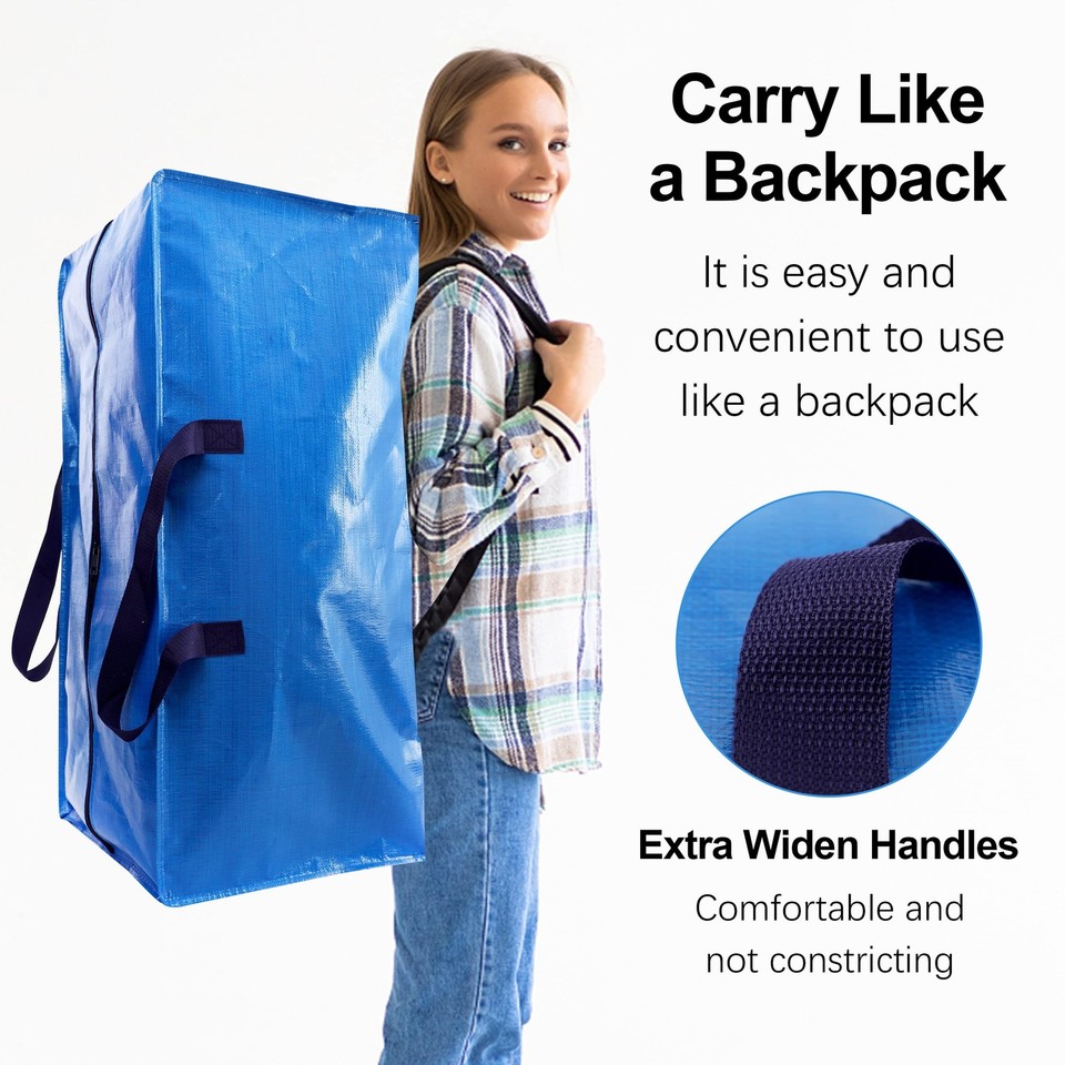Heavy Duty Extra Large Moving Bags W/Backpack Straps - Strong Handles ...