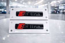 2x S-Line Emblem Logo Kotflügel Silber Glänzend Sline Audi A3 A4 A5 A6 A7 A8