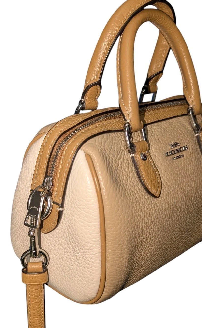 Coach - Mini Rowan Crossbody Bag - Beige Colorblock Pebble Leather - Excellent..