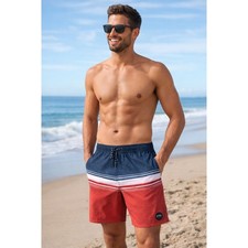 O Neill Combo Volley Swim Trunks L NWT Red Blue Stripe Stretch Board Shorts