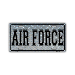 Novelty Metal Vanity License Plate Tag Cover Air Force Diamond Plate Look Ebay