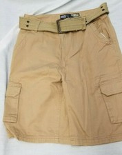SouthPole boys size 10 cargo shorts tan khaki pockets belt