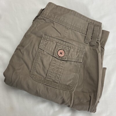 Lee Below the Waist Crop Pants Womans 8 Medium Light Brown Button Flap Pockets