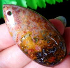 46x24x7mm Natural Old Ocean Jasper Reiki Stone Teardrop Pendant Bead BV61091