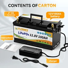 12V 100Ah LiFePO4 Lithium Battery 100A BMS Solar Deep Cycle Off-grid RV Camper