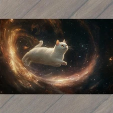 Art Print Cat in Outer Space Sky Stars Fun Cute Unusual Pretty Strange Cats