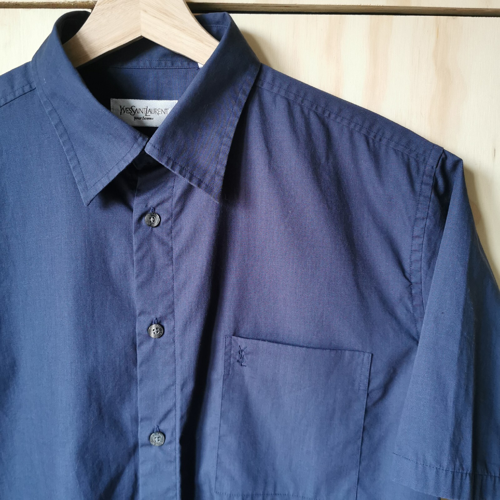 Camicia Yves Saint laurent blu navy manica camicia con bottoni tasca sul petto grande ottime condizioni