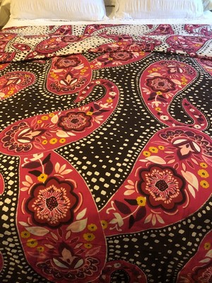 Pottery Barn Pb Teen Retro Paisley Queen Duvet Pink Black Yellow
