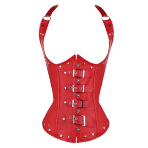 red leather corset top