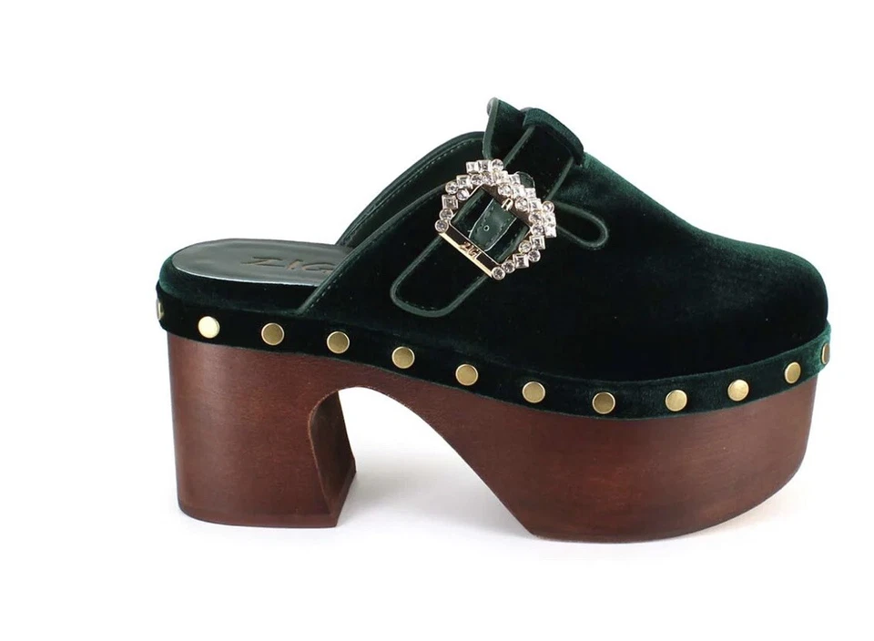 Сабо Free People Zigi Rosalinda Macarena зеленые бархатные со стразами ретро размер 7 новые - Изображение 2 из 4