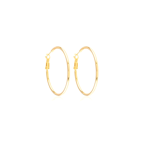 Boucles D'oreilles Créoles En Plaqué Or Jaune 750 - 35 Mm, Lisses - Neuf Avec étiquettes