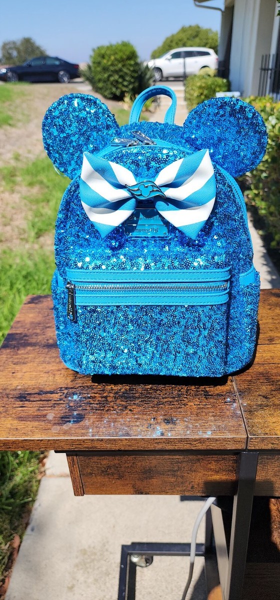 Disney Cruise Line Teal Sequin Loungefly Mini Backpack NEW With