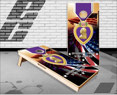 Purple Heart Cornhole Boards Bean Bag Toss Game