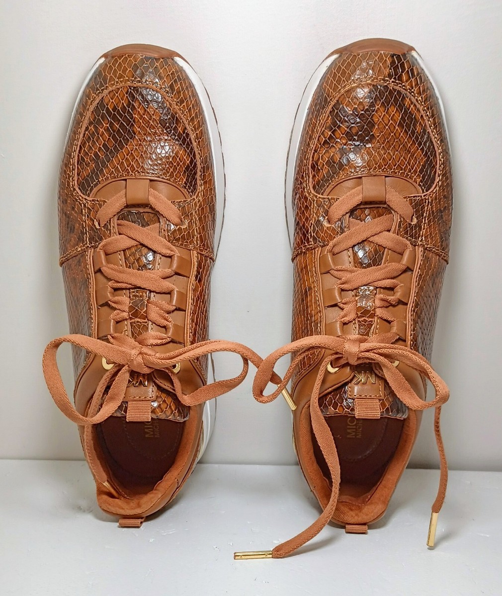 Michael Kors Women Shoes Flynn Trainers MK Sneakers Sz Brown