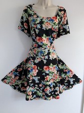 💜 ANTHOLOGY SIZE 18 Beautiful Ladies Black Floral Dress Ref 19