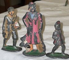 Lot 3 BARCLAY MANOIL VINTAGE LEAD FIGURES Young Boy, Lady w Dog In Red, Girl