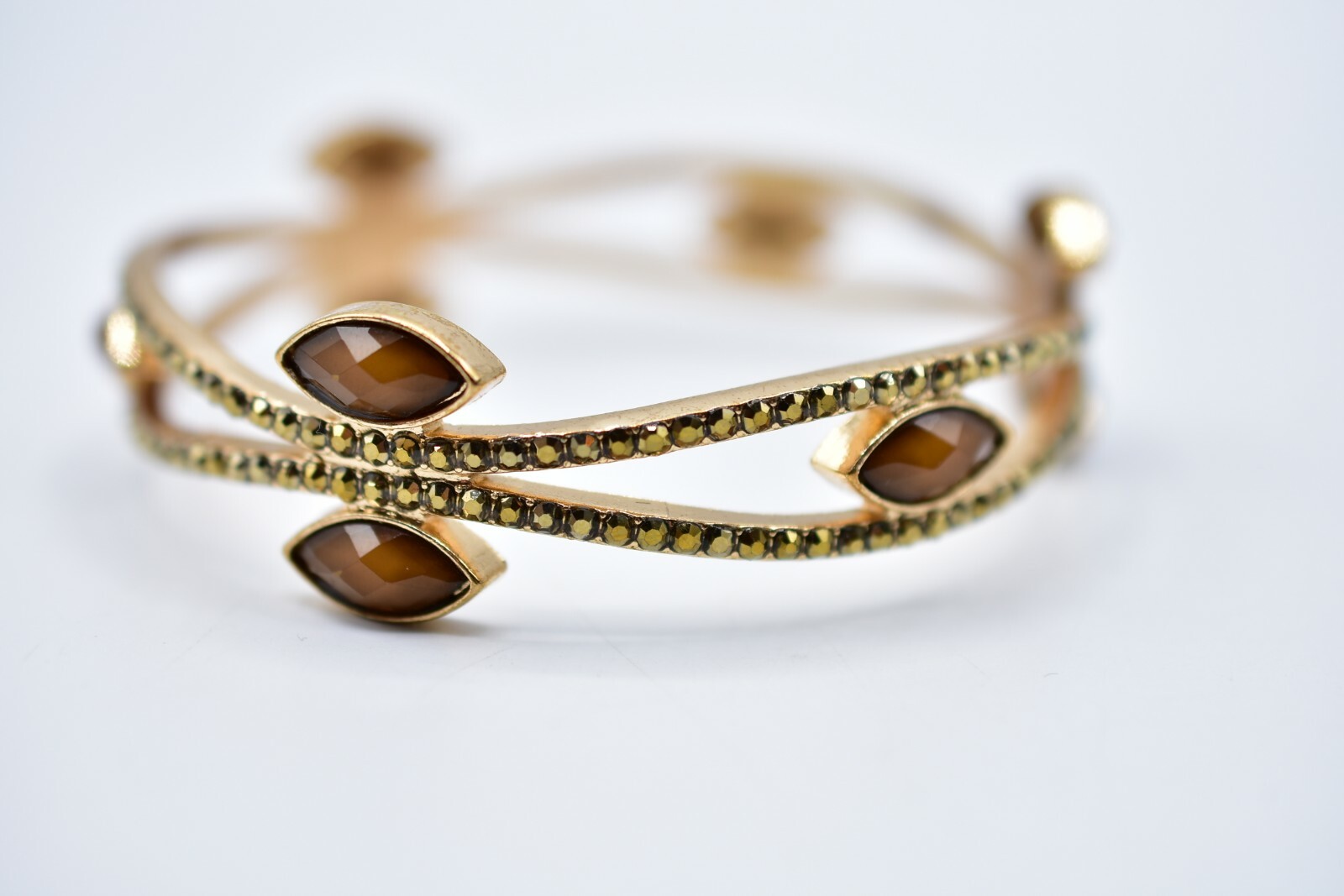 Statement Bangle Bracelet Rhinestone Crystal Gold… - image 10