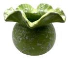 VTG Shawnee Pottery Flower Vase Green & White Ruffle Splatter Rose Bowl 2501