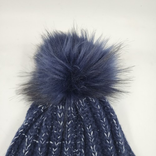 Kyi Kyi Faux Fur Pom Pom Knitted Beanie Hat Women's One Size Navy - Bild 3 von 15