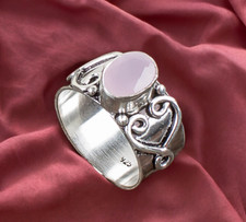 Natural Rose Chalcedony Gemstone 925 Sterling Silver Ring All Size Best Gift DU