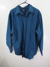 Mens Dress Shirt Size 2XL Blue Button Front Long Sleeve Pocket