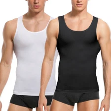 Mens Slimming Body Shaper Vest Compression Tank Tops Corset Shapewear Summer Tee